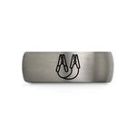 engraved couples wedding rings – gunmetal & silver tungsten jumper cables wedding band