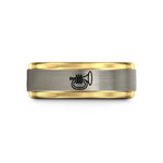 engraved rings for couples – black & gold & silver tungsten mellophone wedding band