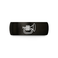 unisex wedding bands – black & gold tungsten mellophone wedding band
