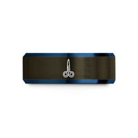 engraved rings for couples – gunmetal & blue tungsten surgical scissors wedding band