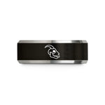custom friendship ring band – black & gray tungsten goat skull wedding band