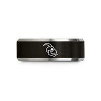 custom friendship ring band – black & gray tungsten goat skull wedding band