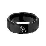 engraved rings for partners – black tungsten goat skull wedding band