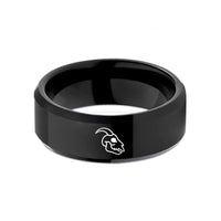 engraved rings for partners – black tungsten goat skull wedding band