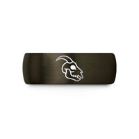 custom friendship ring band – gunmetal & black tungsten goat skull wedding band
