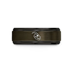 engraved rings for partners – gunmetal & black tungsten goat skull wedding band