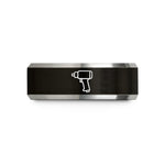 matching rings for couples – black & gray tungsten impact wheel gun wedding band