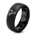 Impact Wheel Gun – Tungsten Wedding Band, 8 mm, Black Comfort-Fit Unisex
