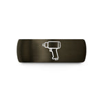 engraved friendship ring gift – gunmetal & black tungsten impact wheel gun wedding band