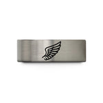 engraved promise ring her – black & grey tungsten angel wing wedding band