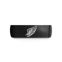 engraved promise ring her – black tungsten angel wing wedding band