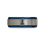 his and hers rings – black & blue & gray tungsten byron lighthouse wedding band
