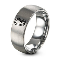 Matching Ring for Couples – gray tungsten carabiner rope ring