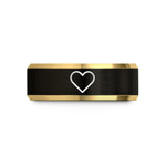 tungsten rings for pairs – black & gold tungsten heart pin wedding band