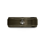 wedding bands for couples – gunmetal & rose gold tungsten tea leaf wedding band