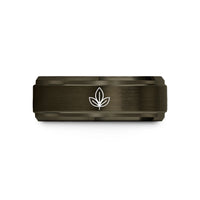 wedding bands for couples – gunmetal & rose gold tungsten tea leaf wedding band