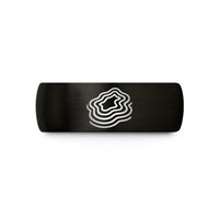 couples matching wedding bands – black tungsten island shoreline contours wedding band