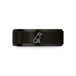 couples tungsten rings set – black tungsten sitting dog wedding band