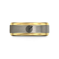 matching bands for couples – black & gold & grey tungsten archery target wedding band