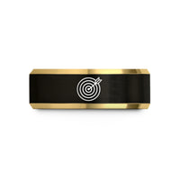 engraved rings for couples – black & gold tungsten archery target wedding band