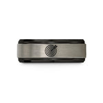 engraved rings for couples – black & silver tungsten archery target wedding band