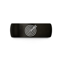 engraved rings for couples – black tungsten archery target wedding band