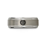 matching bands for him – gray tungsten cross wreath wedding band