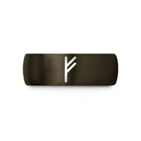 pair of rings set – gunmetal & black tungsten fehu wedding band