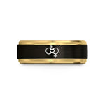 engraved rings for partners – black & gold tungsten gender symbols wedding band
