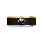 tungsten wedding rings set – black & gold tungsten gender symbols wedding band