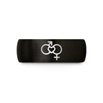 tungsten wedding rings set – black & rose gold tungsten gender symbols wedding band