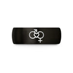 unisex wedding ring sets – black tungsten gender symbols wedding band