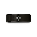 engraved rings for couples – black tungsten marking gauge wedding band