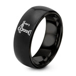 Matching Wedding Rings for Couples – black tungsten tower crane ring
