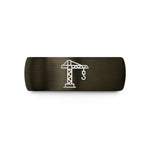his and hers wedding bands – gunmetal & black tungsten tower crane wedding band