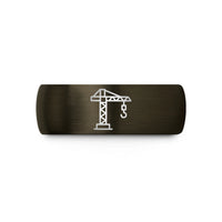 his and hers wedding bands – gunmetal & black tungsten tower crane wedding band
