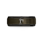 his and hers wedding bands – gunmetal & black tungsten tower crane wedding band