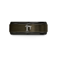 his and hers wedding bands – gunmetal & black tungsten tower crane wedding band