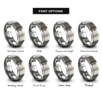 font options for inside engraving on gray matchstick flame rings
