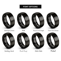 font options for inside engraving on black matzah pattern rings
