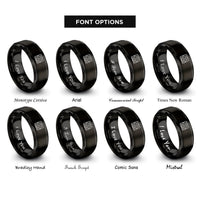 font options for inside engraving on black matzah pattern rings