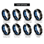 font options for inside engraving on black & blue & gray maui rings