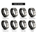font options for inside engraving on black & silver maui rings