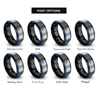 font options for inside engraving on black & blue & gray mayfly dun rings