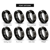 font options for inside engraving on black & silver md caduceus rings