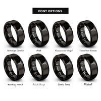 font options for inside engraving on black md caduceus rings