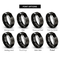 font options for inside engraving on black & gray measure rest rings