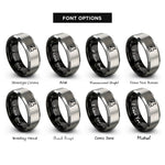 font options for inside engraving on black & silver measure rest rings