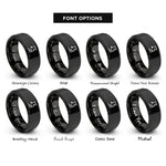 font options for inside engraving on black measure rest rings