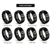 font options for inside engraving on black measuring cup rings